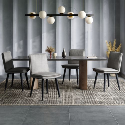 6 Chaises De Salle à Manger-en Pu-confortables Et Moelleuses-gris