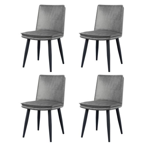 4 Chaises De Salle à Manger-en Pu-confortables Et Moelleuses-gris