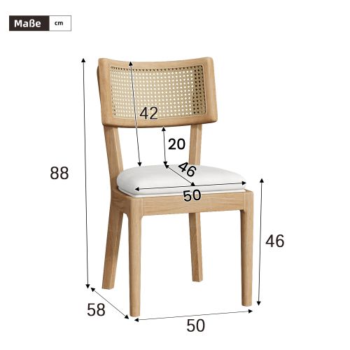 4 Chaises De Salle à Manger-en Bois Massif-avec Dossiers En Rotin-bois