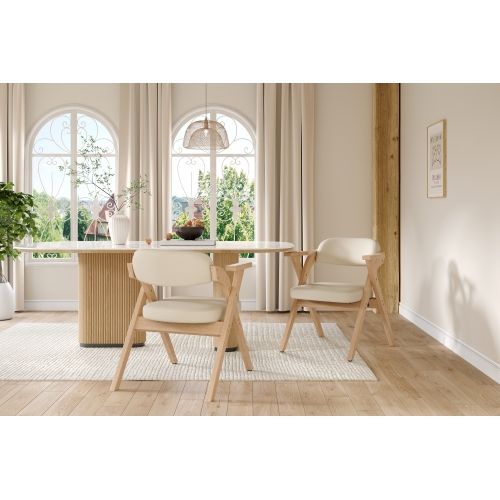 2 Chaises De Salle à Manger Pliantes-en Bois Massif-confortables Et Respirantes-lin-beige