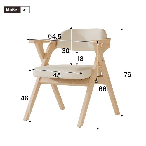 2 Chaises De Salle à Manger Pliantes-en Bois Massif-confortables Et Respirantes-lin-beige