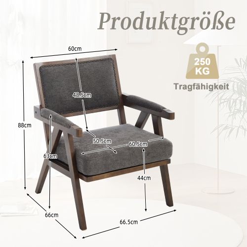 Fauteuil Lounge Moderne-méridienne Rembourrée-en Tissu-structure En Bois-gris