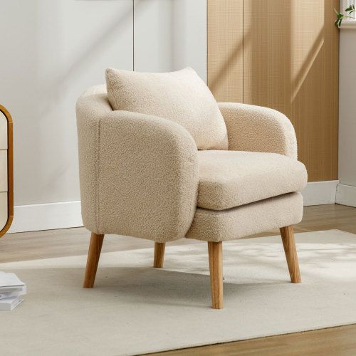 Fauteuil Moderne-fauteuil-canapé Une Place-en Velours-fauteuil Rembourré-beige