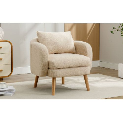 Fauteuil Moderne-fauteuil-canapé Une Place-en Velours-fauteuil Rembourré-beige