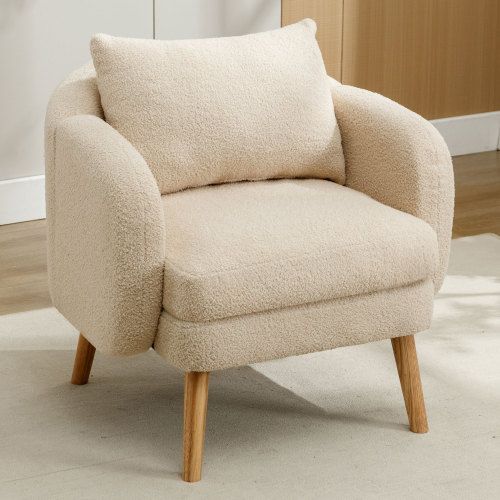 Fauteuil Moderne-fauteuil-canapé Une Place-en Velours-fauteuil Rembourré-beige