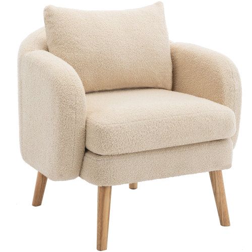 Fauteuil Moderne-fauteuil-canapé Une Place-en Velours-fauteuil Rembourré-beige