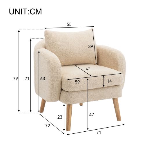 Fauteuil Moderne-fauteuil-canapé Une Place-en Velours-fauteuil Rembourré-beige