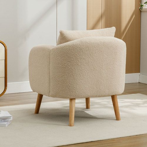 Fauteuil Moderne-fauteuil-canapé Une Place-en Velours-fauteuil Rembourré-beige