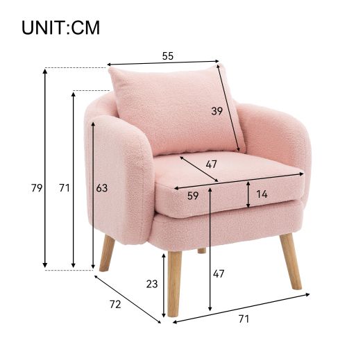 Fauteuil Moderne-fauteuil-canapé Une Place-en Velours-fauteuil Rembourré-rose