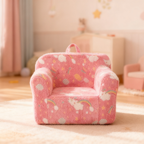 Fauteuil Enfant-avec Poignée De Transport Et Poches Latérales-Rose
