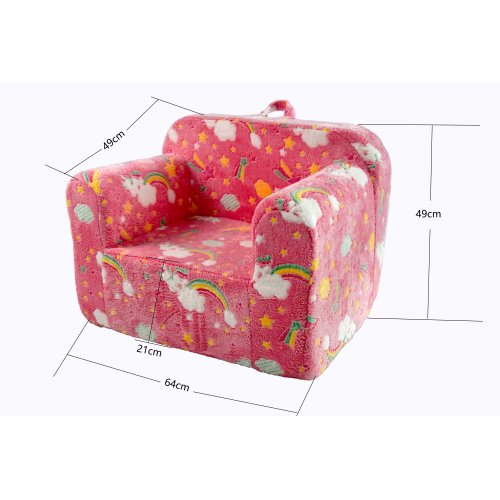 Fauteuil Enfant-avec Poignée De Transport Et Poches Latérales-Rose