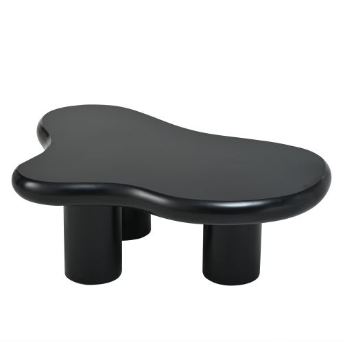 Table Basse En Forme De Nuage-mdf Avec Patins En Feutre-surface Laquée-noir