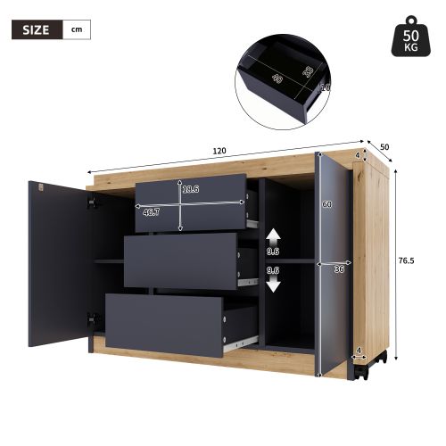Buffet/Bureau D'angle-plateau Pivotant De 4 Cm D'épaisseur-noir/chêne