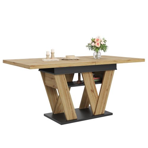 Table De Salle à Manger-table De Cuisine Extensible-Piètement en W -naturel
