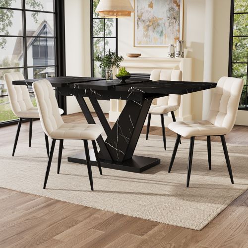 Table De Salle à Manger-table De Cuisine Extensible-pour La Cuisine Et Le Salon-noir