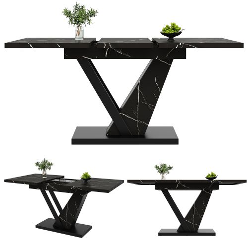 Table De Salle à Manger-table De Cuisine Extensible-pour La Cuisine Et Le Salon-noir