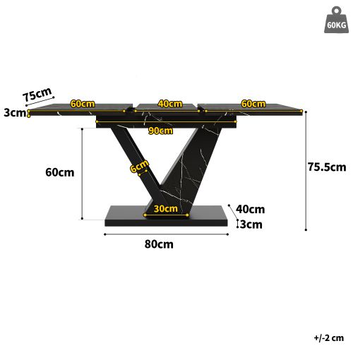 Table De Salle à Manger-table De Cuisine Extensible-pour La Cuisine Et Le Salon-noir