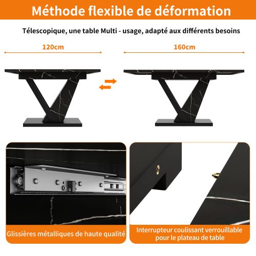 Table De Salle à Manger-table De Cuisine Extensible-pour La Cuisine Et Le Salon-noir