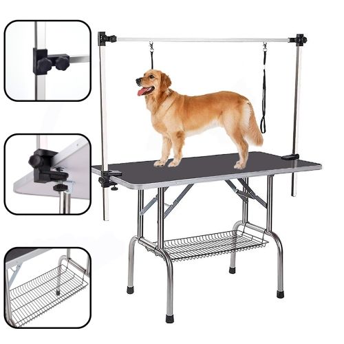Table De Toilettage Pliable Professionnelle-pour Animaux De Compagnie-charge Maximale:60kg-noir