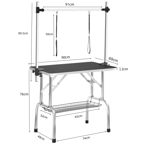 Table De Toilettage Pliable Professionnelle-pour Animaux De Compagnie-charge Maximale:60kg-noir