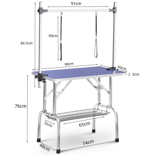 Table De Toilettage Pliable Professionnelle-pour Animaux De Compagnie-charge Maximale:60kg-bleu