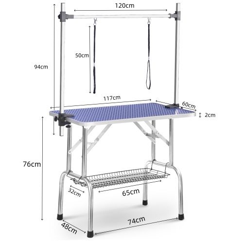 Table De Toilettage Pliable Professionnelle-pour Animaux De Compagnie-bleu