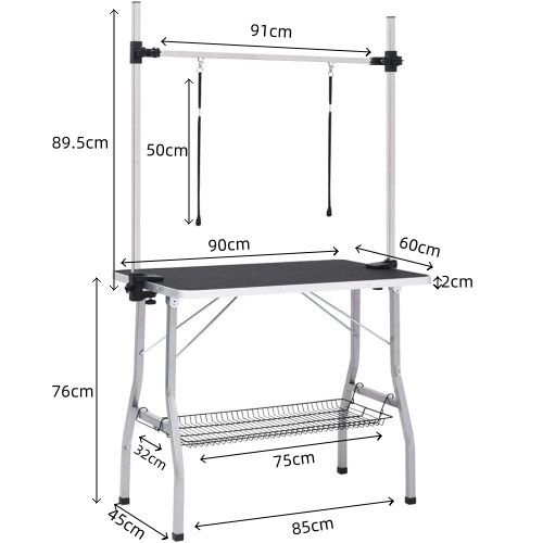 Table De Toilettage Pliable Professionnelle-pour Animaux De Compagnie-noir