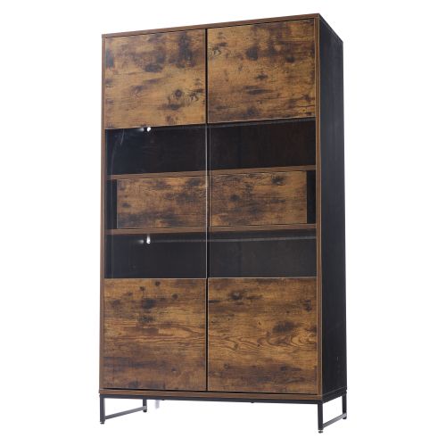 Vitrine Avec Éclairage LED,-vitrine à 2 Tiroirs- Vitrine De Rangement-vitrine Haute-naturel