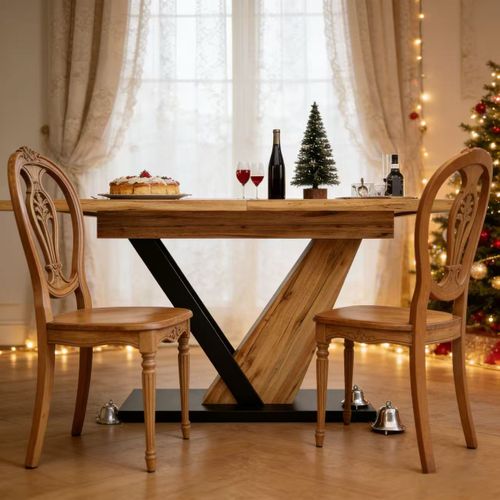 Table à Manger Extensibe-Rectangle-4-6 Personnes-120–160cm-Naturel