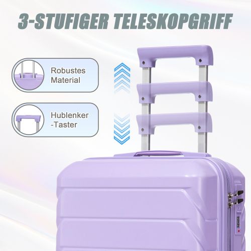 Ensemble De 2 Valises à Roulettes-valise Rigide En Abs-avec Serrure à Combinaison-violet