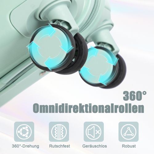 Ensemble De 2 Valises à Roulettes-valise Rigide En Abs-avec Serrure à Combinaison-vert