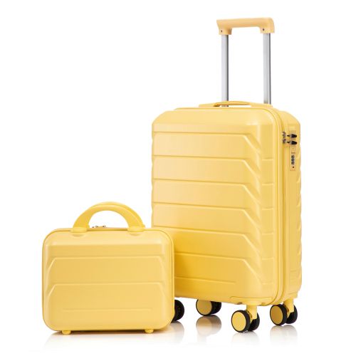 Ensemble De 2 Valises à Roulettes-valise Rigide En Abs-avec Serrure à Combinaison-jaune
