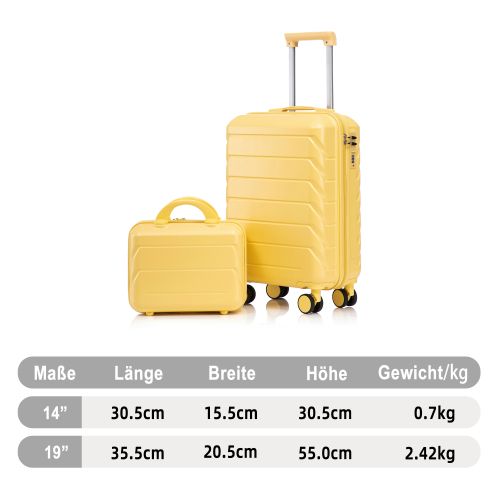 Ensemble De 2 Valises à Roulettes-valise Rigide En Abs-avec Serrure à Combinaison-jaune