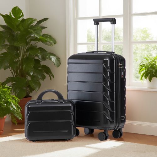 Ensemble De 2 Valises à Roulettes-valise Rigide En Abs-avec Serrure à Combinaison-noir