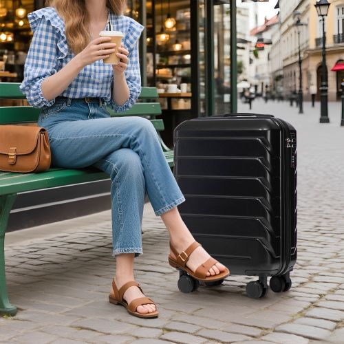 Ensemble De 2 Valises à Roulettes-valise Rigide En Abs-avec Serrure à Combinaison-noir