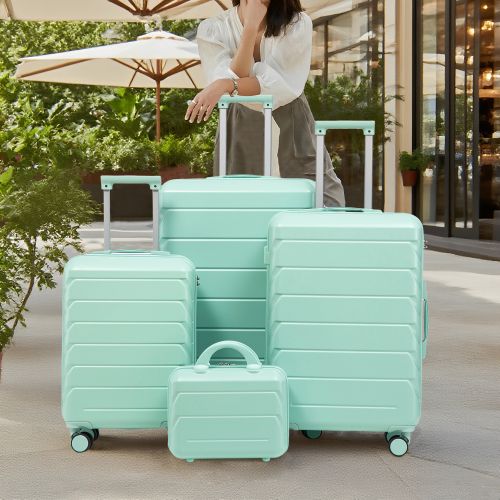 Ensemble De 4 Valises à Roulettes-en Abs–cadenas à Combinaison Intégré Et Trousse De Toilette-rose