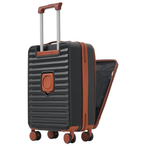 Ensemble De 3 Valises-conception à Ouverture Frontale-porte-gobelets Pliables-en Abs-tsa-noir