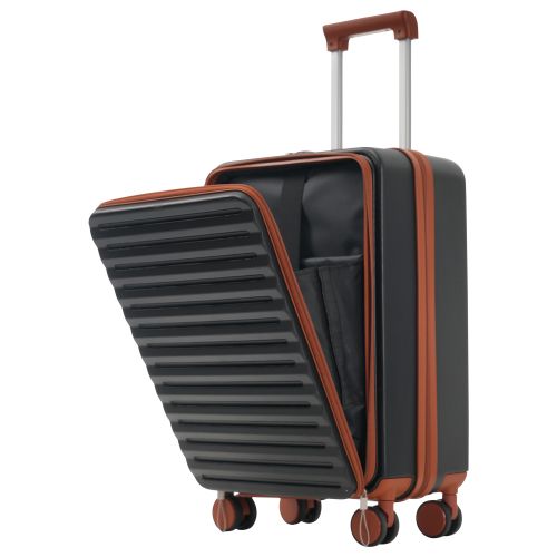 Ensemble De 3 Valises-conception à Ouverture Frontale-porte-gobelets Pliables-en Abs-tsa-noir