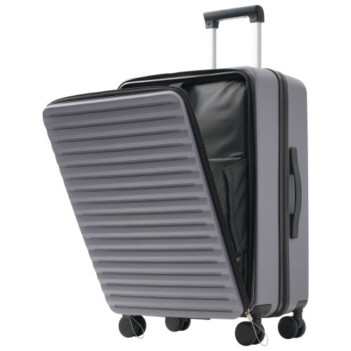 Ensemble De 3 Valises-conception à Ouverture Frontale-porte-gobelets Pliables-en Abs-tsa-gris