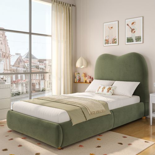 Lit Enfant 90 X 200 cm-Lit Coffre-rangement Hydraulique-Velours-Vert