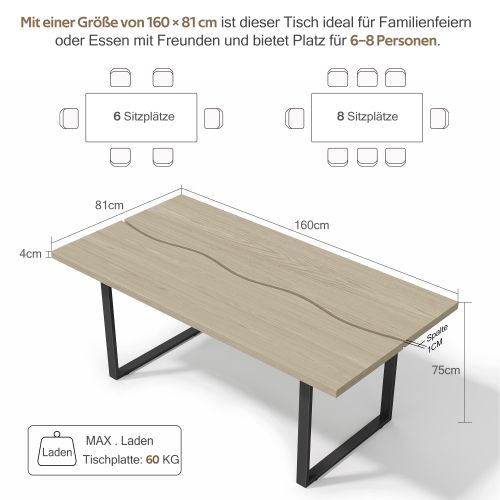 Table à Manger-table De Cuisine-idéale Pour La Salon-6 à 8 Personnes-en Bois