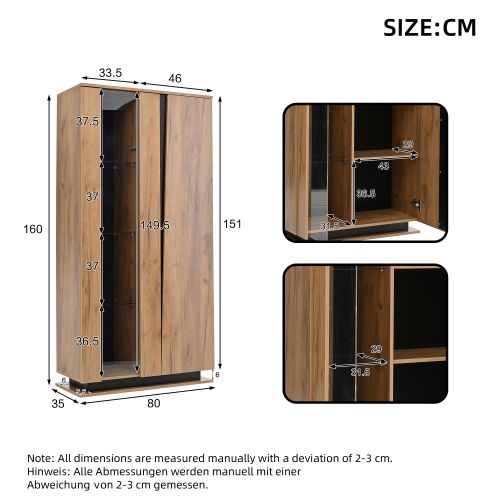 Vitrine 160 Cm-avec Séparateurs En Verre-meuble De Salon à 8 Étagère-Naturel