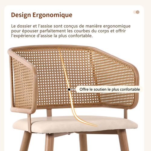 4 Chaises De Table-avec Dossier En Rotin-pieds En Métal (effet Bois)-gris