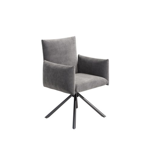 2 Chaises De Table-pivotant à 360°-fauteuil Rembourré-avec 4 Pieds En Métal-en Velours-gris