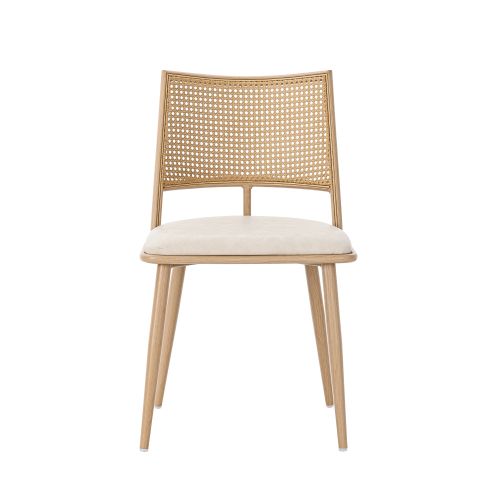 6 Chaises De Table-assise En Polyuréthane-dossier En Rotin-pour Salon Ou Chambre-beige