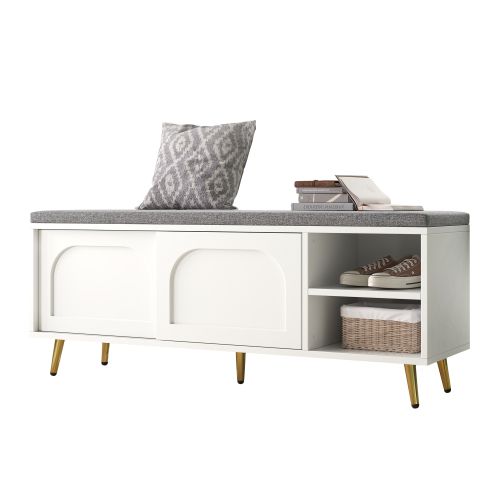 Banc à Chaussures-étagère à Chaussures Avec Siège-avec Espace De Rangement-blanc