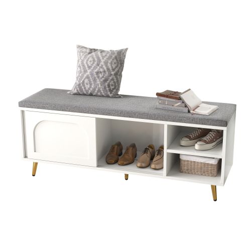 Banc à Chaussures-étagère à Chaussures Avec Siège-avec Espace De Rangement-blanc