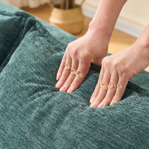 Chaise Longue Sans Montage–canapé Confortable -avec Coussins Et Poches Latérales-vert