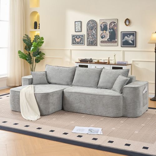 Canapé D'angle-avec Méridienne-assise Profonde XXL-canapé Modulable-en Chenille-gris
