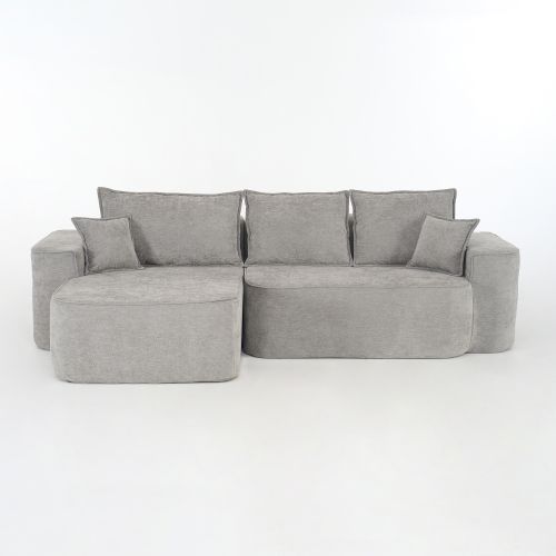 Canapé D'angle-avec Méridienne-assise Profonde XXL-canapé Modulable-en Chenille-gris